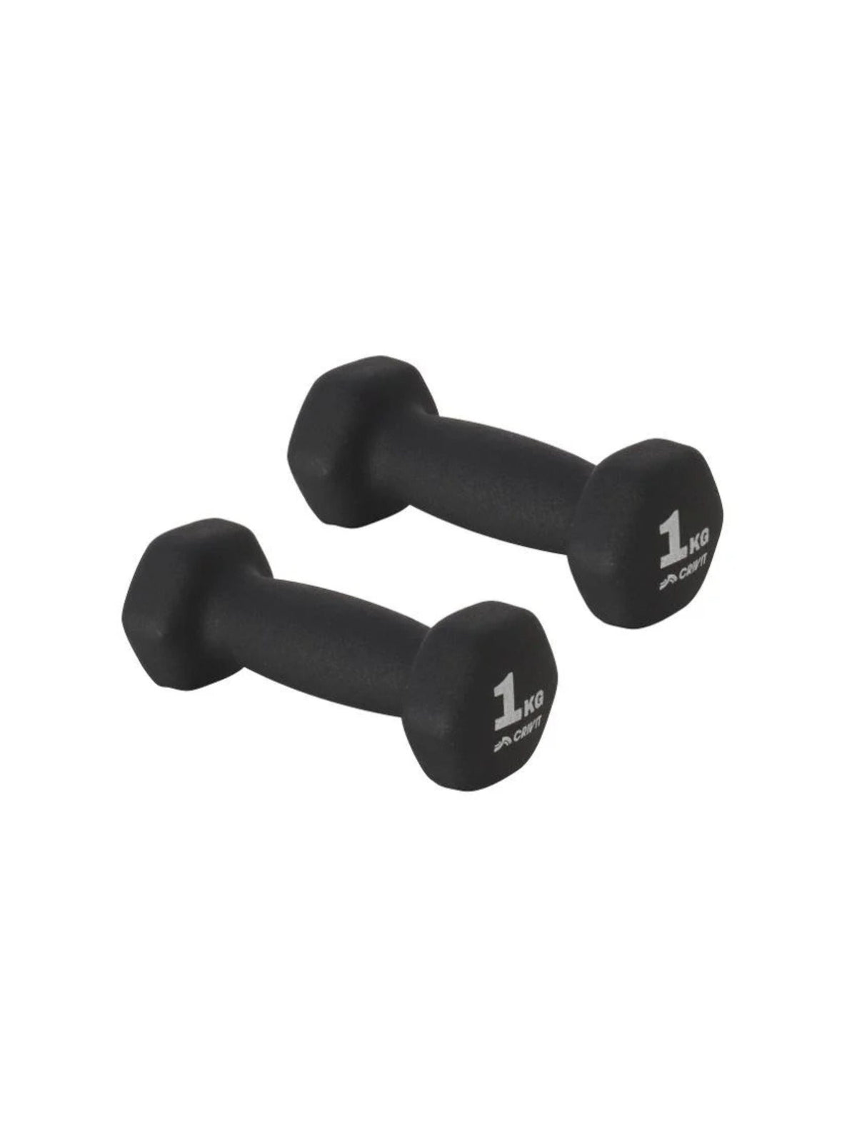 Crivit PVC dumbbells with iron core and anti-slip handles, hexagonal shape to prevent rolling
