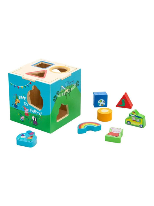 Peppa Pig Toy Cube with 7 different plug-in pieces and a puzzle-shaped lid