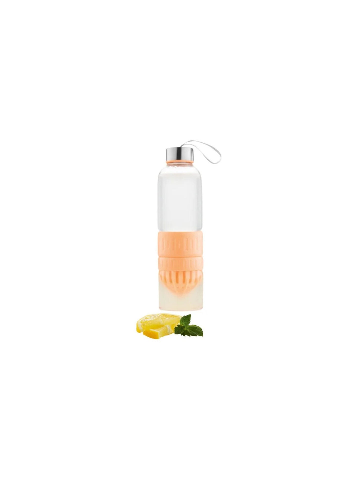 Ernesto's Citrus Press Bottle with a screw cap and a removable lemon press, perfect for flavored cold drinks on the go.