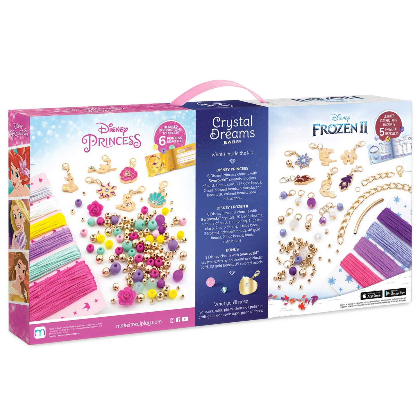 Make It Real Disney Crystal Dreams Mega Set 2 in 1 Princess + Frozen DIY Bead Bracelet Kit