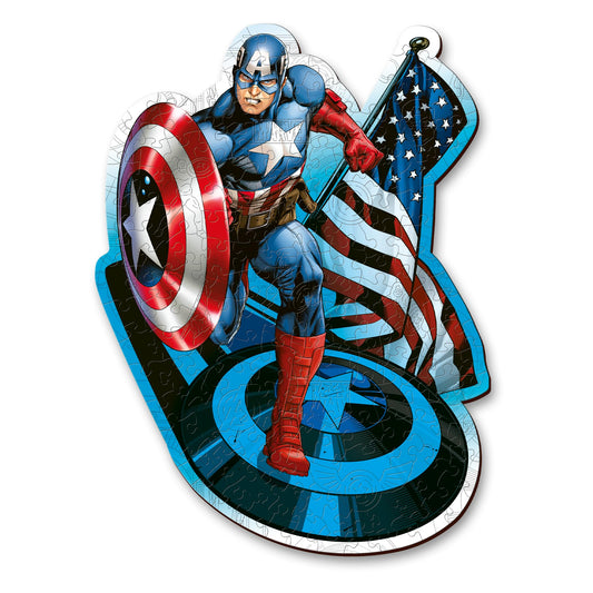160 piece wooden jigsaw puzzle with Captain America and Marvel Heroes theme