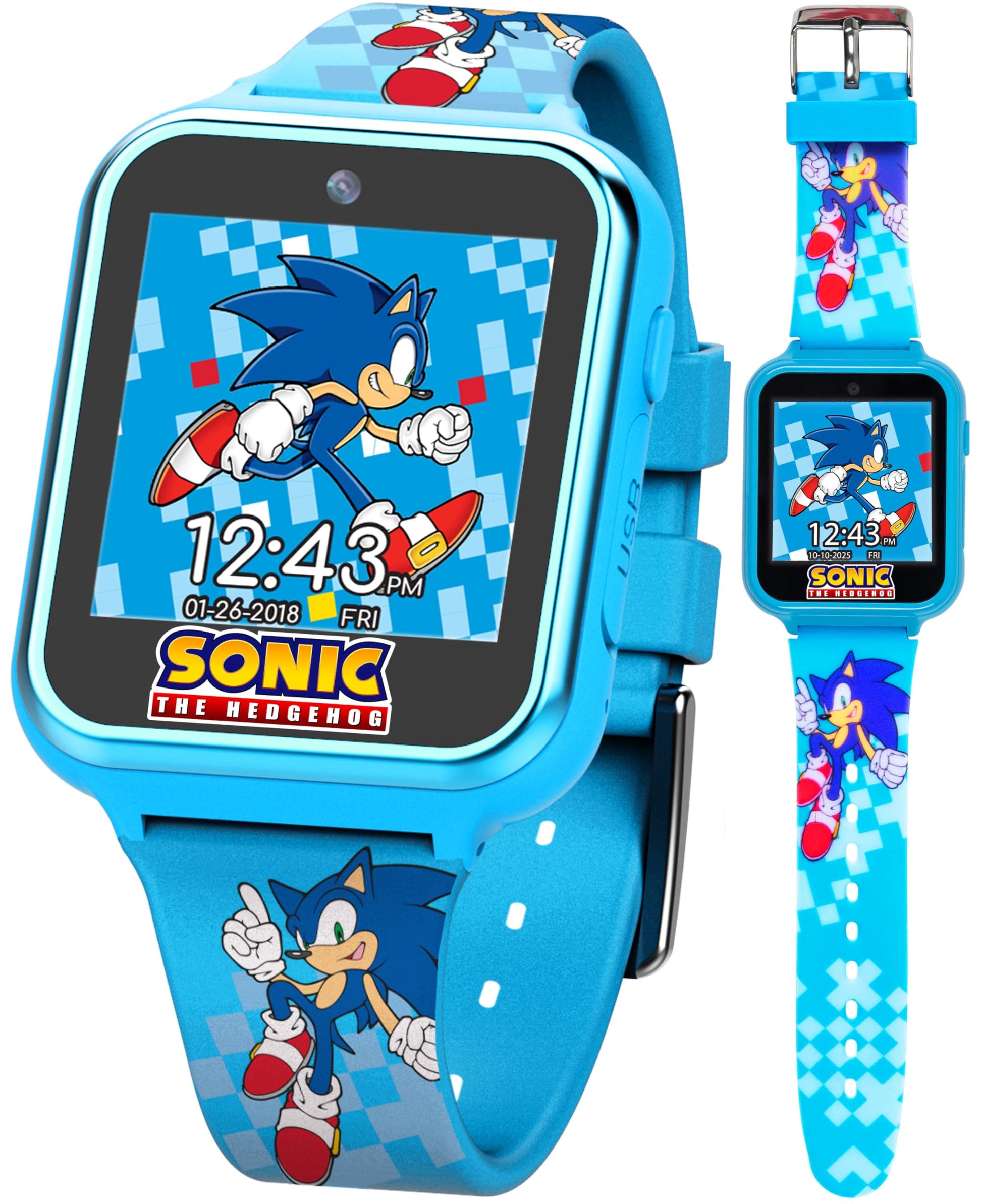 Blue Sonic The Hedgehog digital smartwatch with a 40mm diameter
