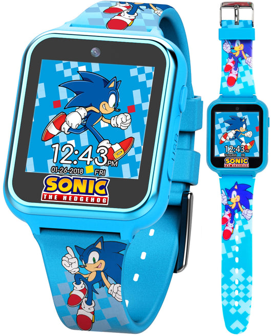 Blue Sonic The Hedgehog digital smartwatch with a 40mm diameter