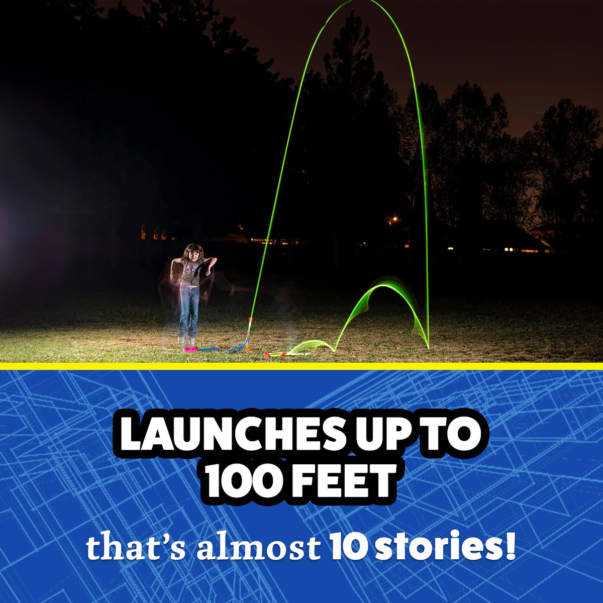 Stomp Rocket Ultra LED Rocket Launcher with 4 Foam Tipped Rockets