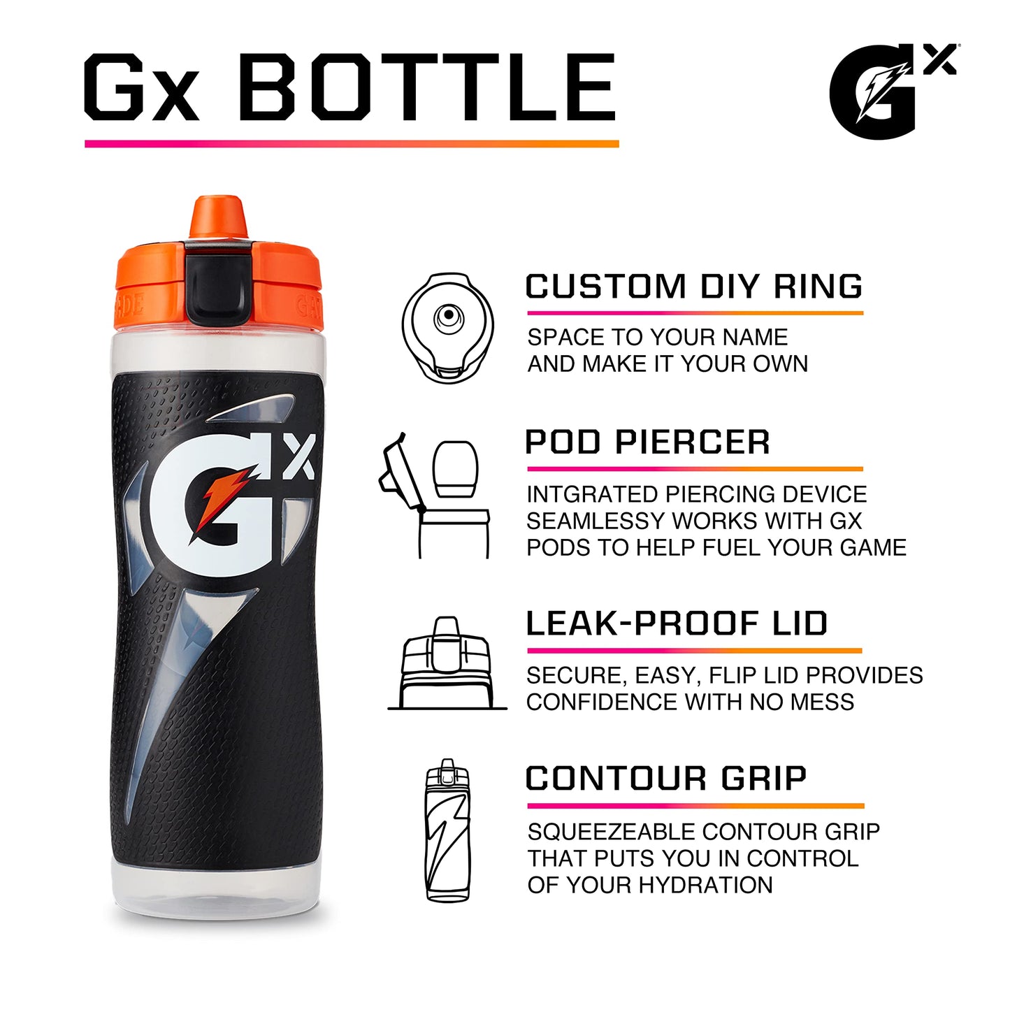 Gatorade Gx 30 oz Customizable Squeeze Bottle