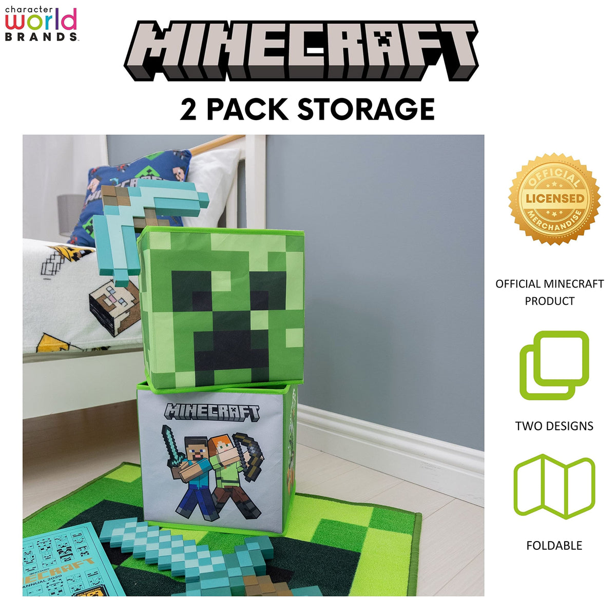 Character World Minecraft Storage Boxes 2 Pack