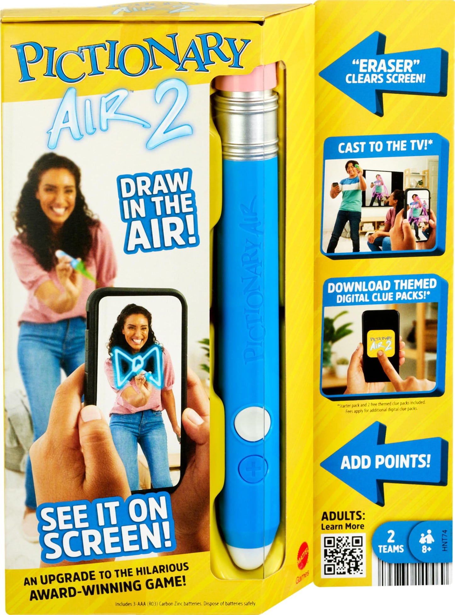 Pictionary Air 2 game with light pen, device stands, and instructions