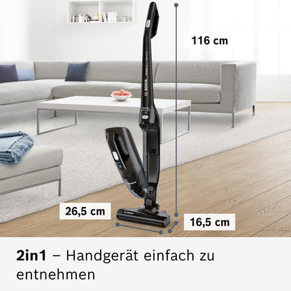 Bosch BBHF220 2-in-1 Vacuum Cleaner Broom, Black