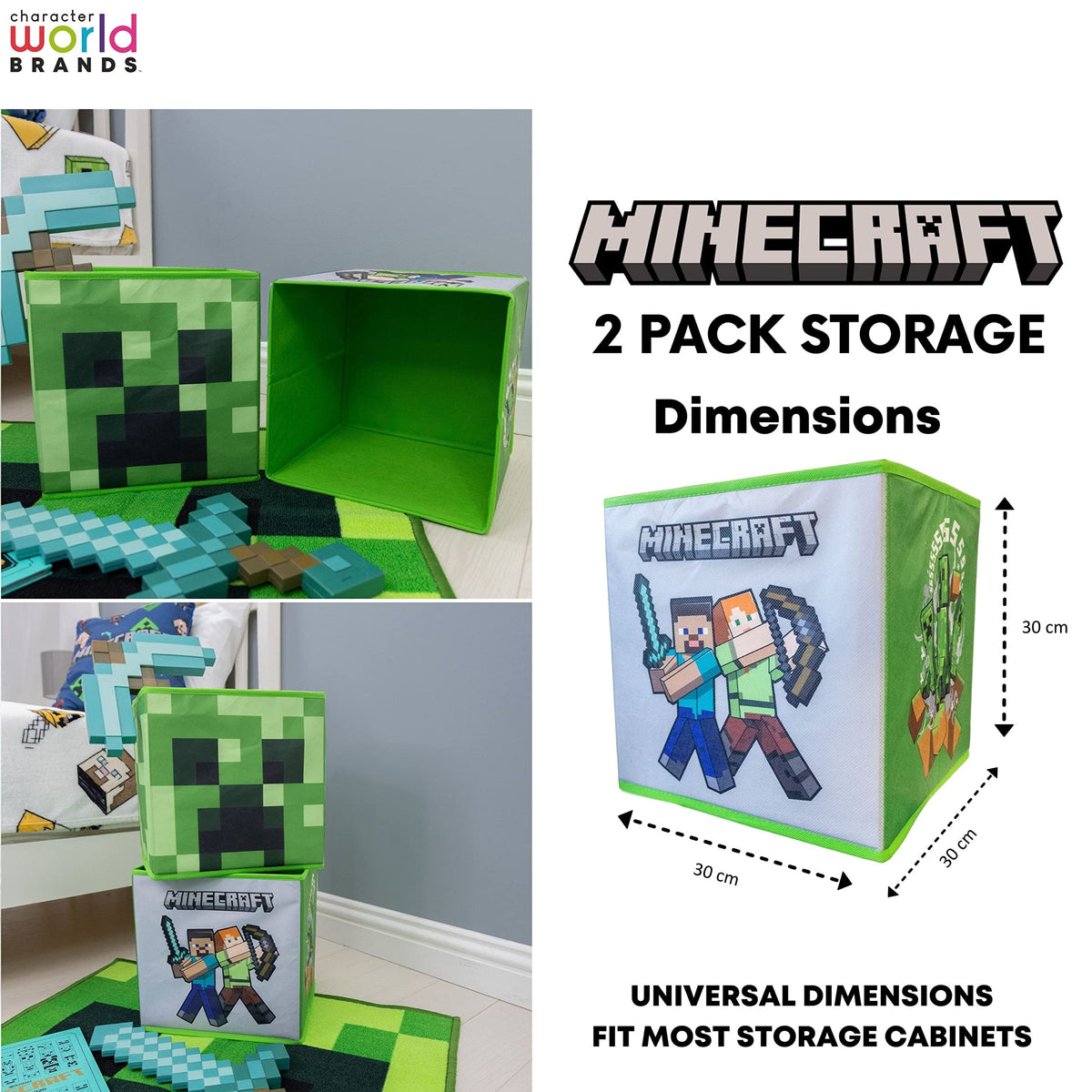Character World Minecraft Storage Boxes 2 Pack
