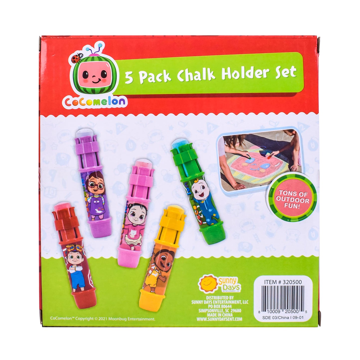 CoComelon Jumbo Chalk Holders - 5 Chalks with Character Holders