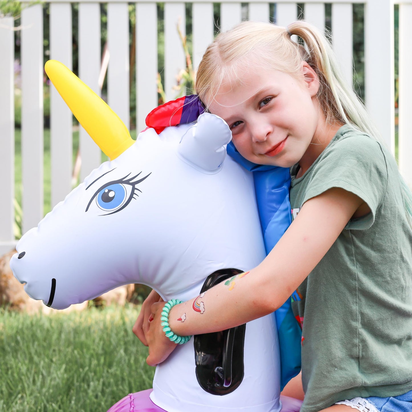 HearthSong Inflatable Ride-On Bouncing Unicorn