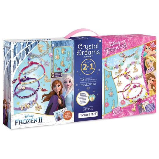 Make It Real Disney Crystal Dreams Mega Set 2 in 1 Princess + Frozen DIY Bead Bracelet Kit