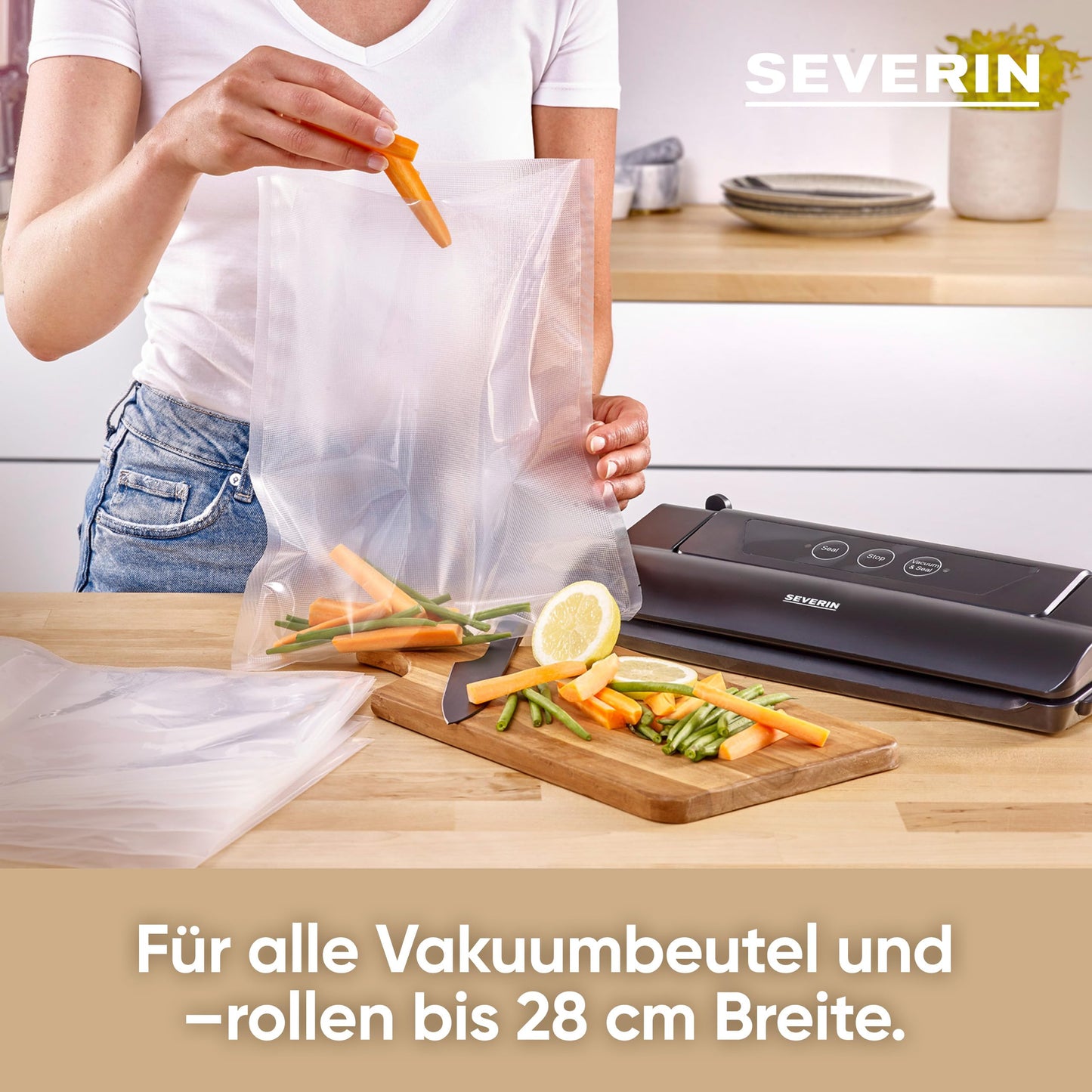 SEVERIN FS 3610 Vacuum Sealer with 10 Bags, Fully Automatic