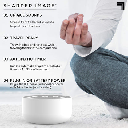 Sharper Image White Noise Sound Machine for Sleep and Relaxation