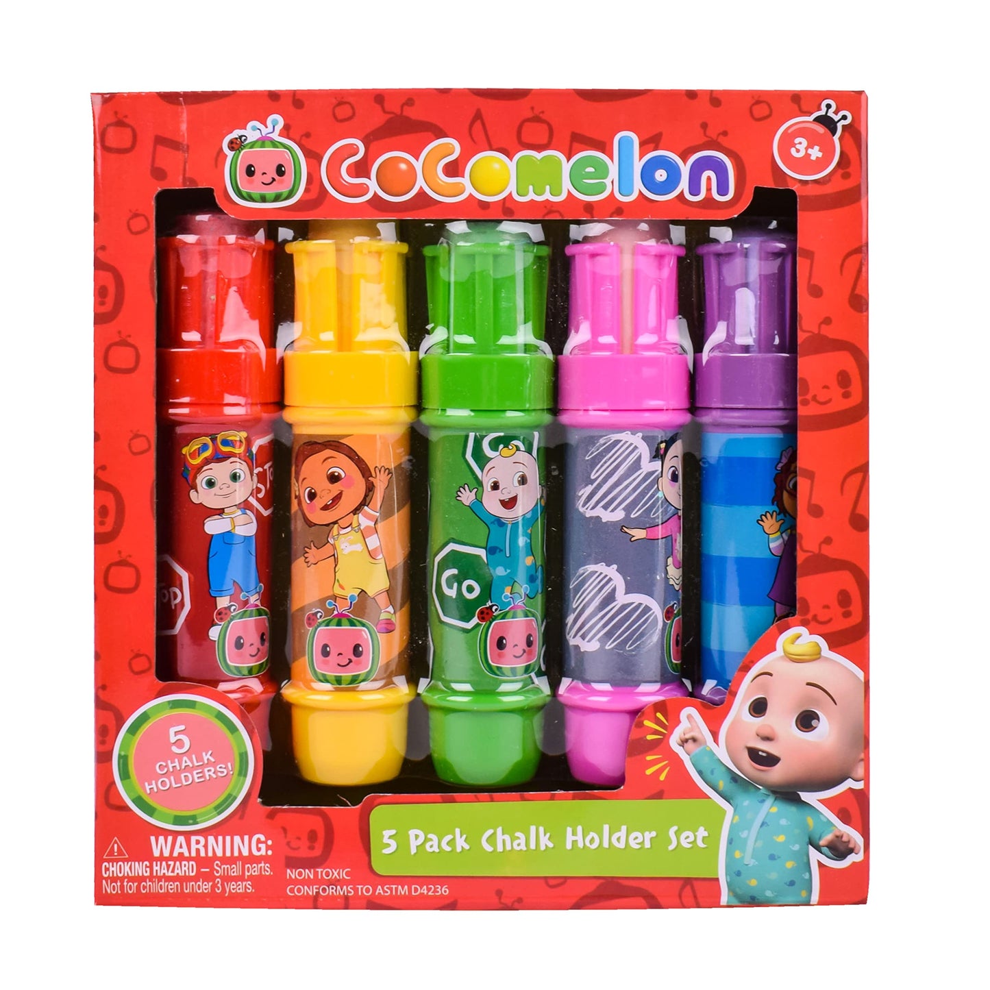 CoComelon Jumbo Chalk Holders - 5 Chalks with Character Holders
