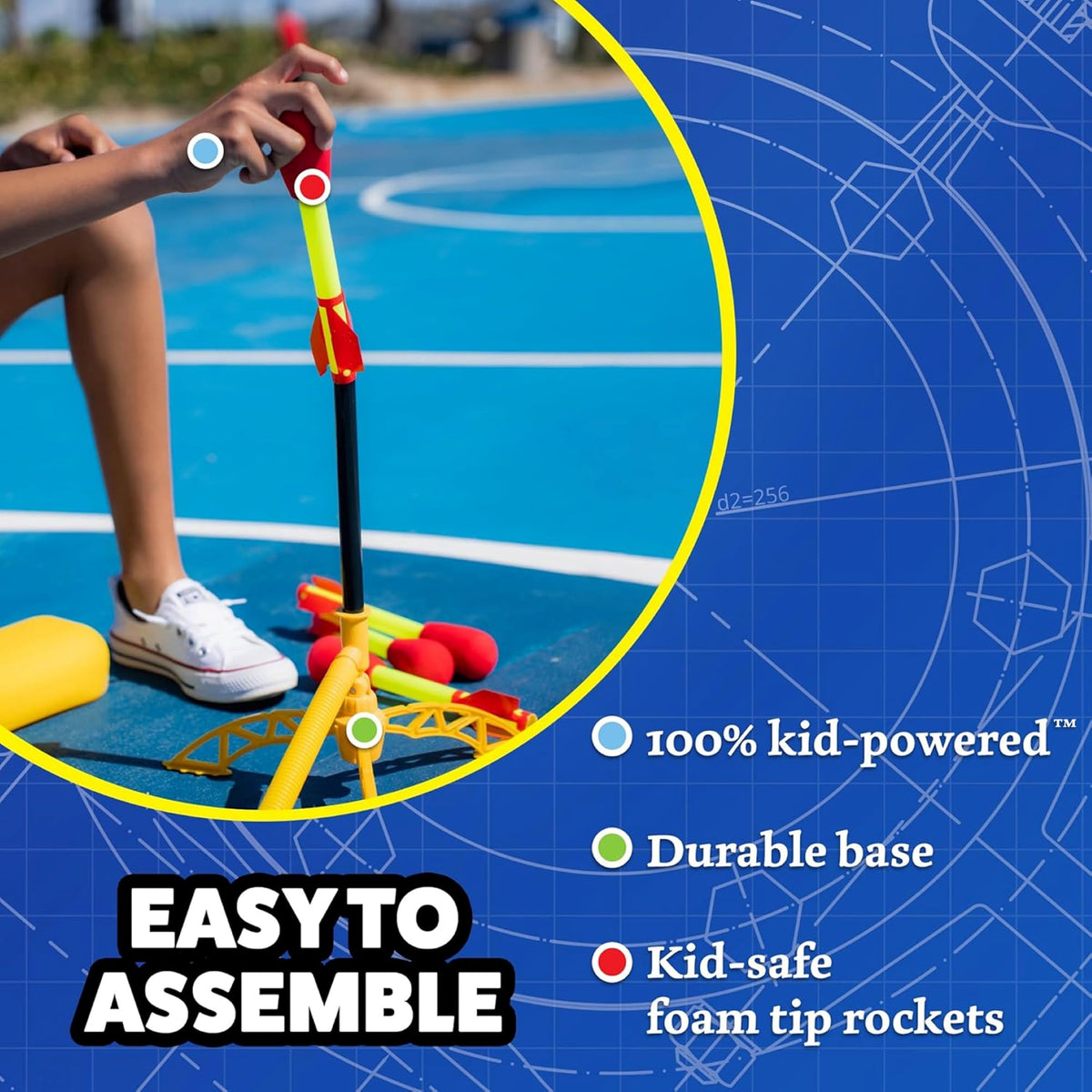 Stomp Rocket Ultra Rocket Launcher with 4 Foam Rockets