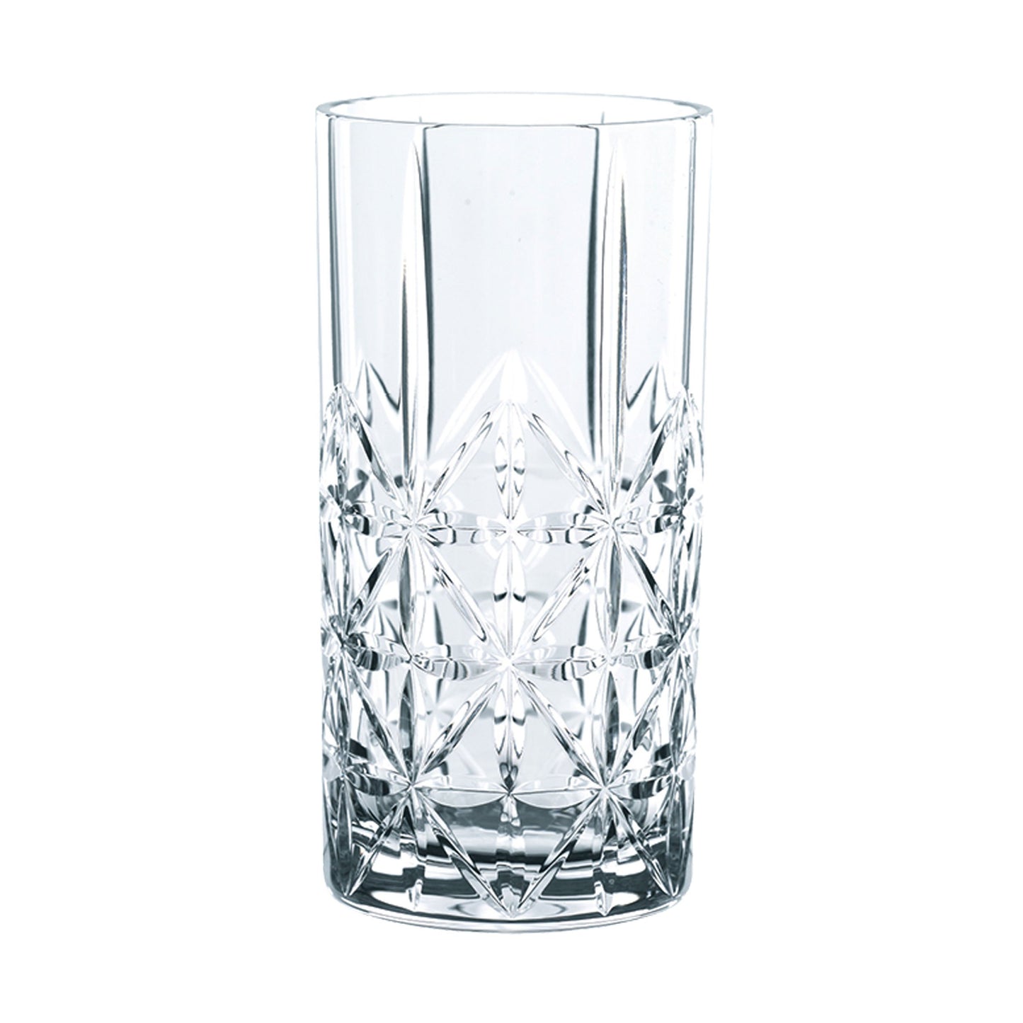 Set of four Riedel Vivant long drink glasses made from clear, modern crystal glass