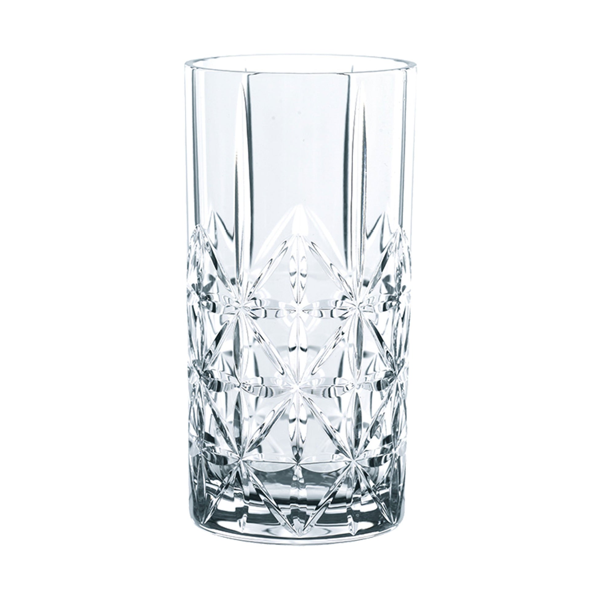 Set of four Riedel Vivant long drink glasses made from clear, modern crystal glass