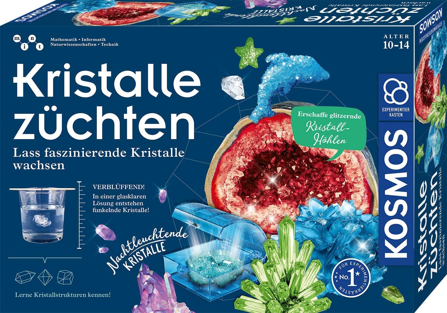 Kosmos Grow Crystals Experiment Box with various colorful crystals and components