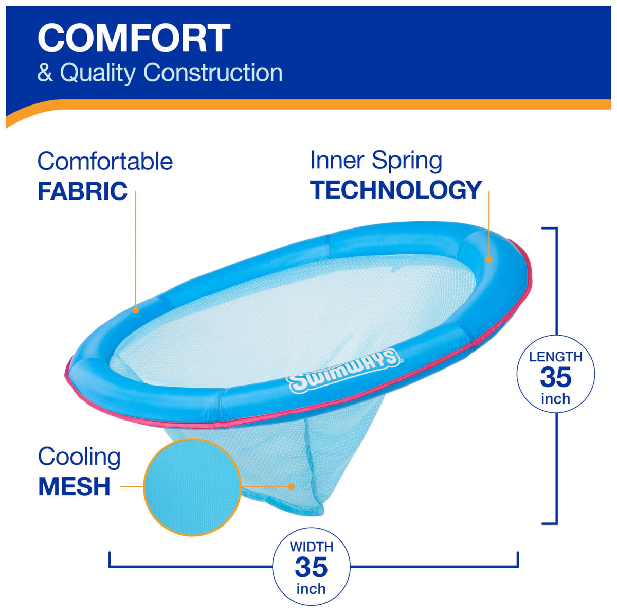 SwimWays Spring Float Papasan Pool Lounger - Inflatable and Comfortable