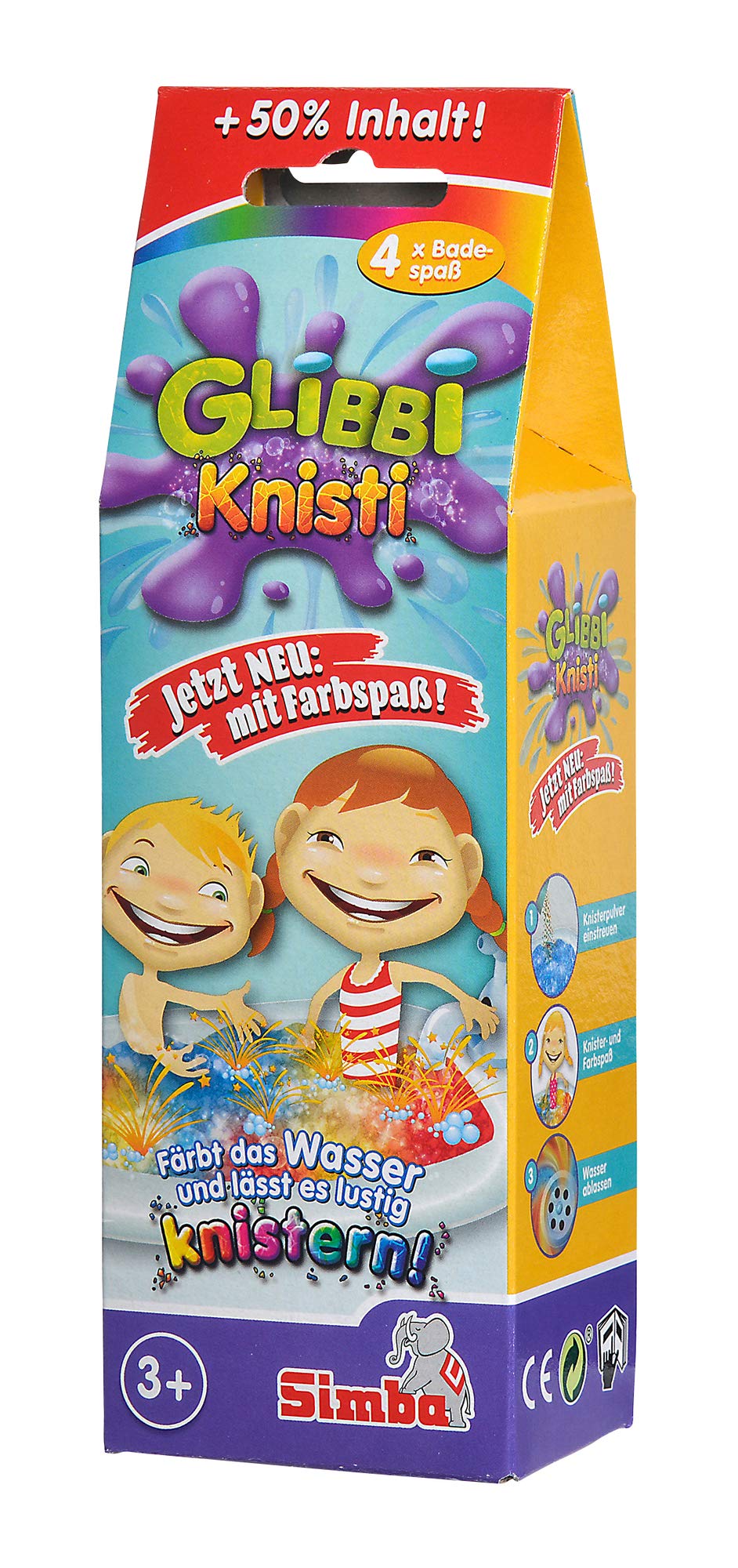 Simba Glibbi Knisti 4-Pack Bath Toys with colorful bath powder