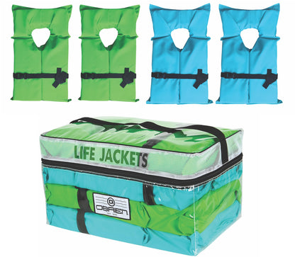 O'Brien Type 2 Four Pack CGA Approved Life Jacket w/Bag for Boats