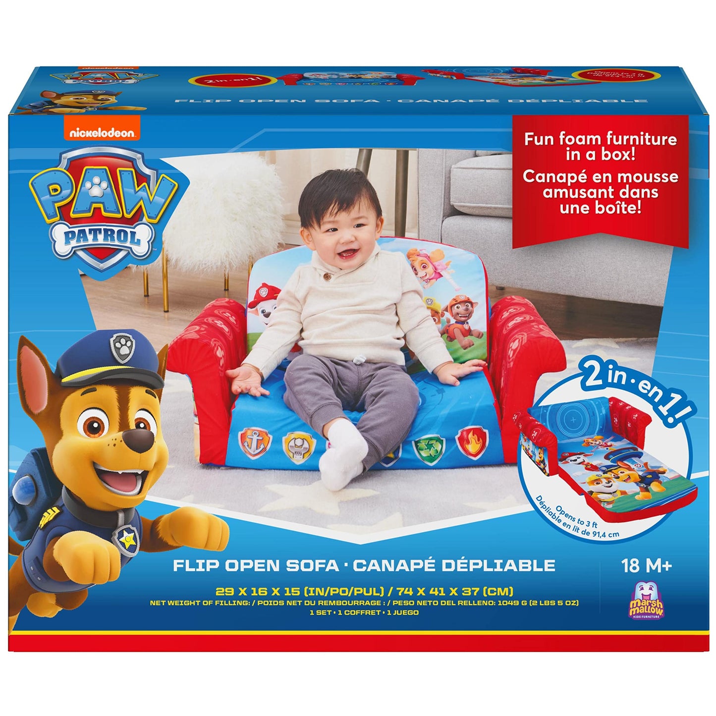 Paw Patrol Marshmallow Children's Convertible Sofa with Bed Function