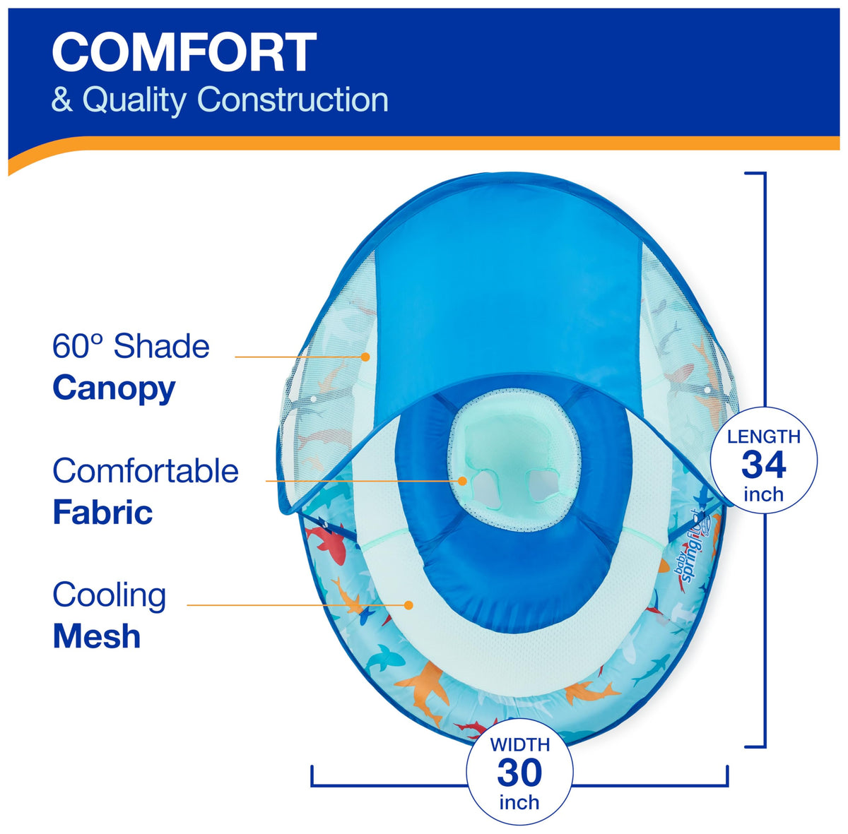 SwimWays Baby Spring Float with Sun Canopy and UPF Protection
