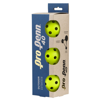 Penn Pro Pickleball Outdoor Balls in yellow color, 3 pack