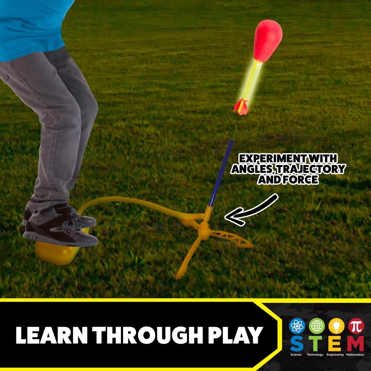Stomp Rocket Ultra LED Rocket Launcher with 4 Foam Tipped Rockets