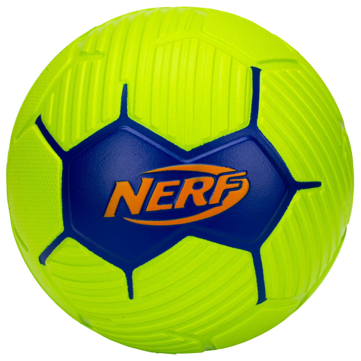 NERF Proshot Youth Soft Mini Foam Soccer Ball with green/blue textured surface