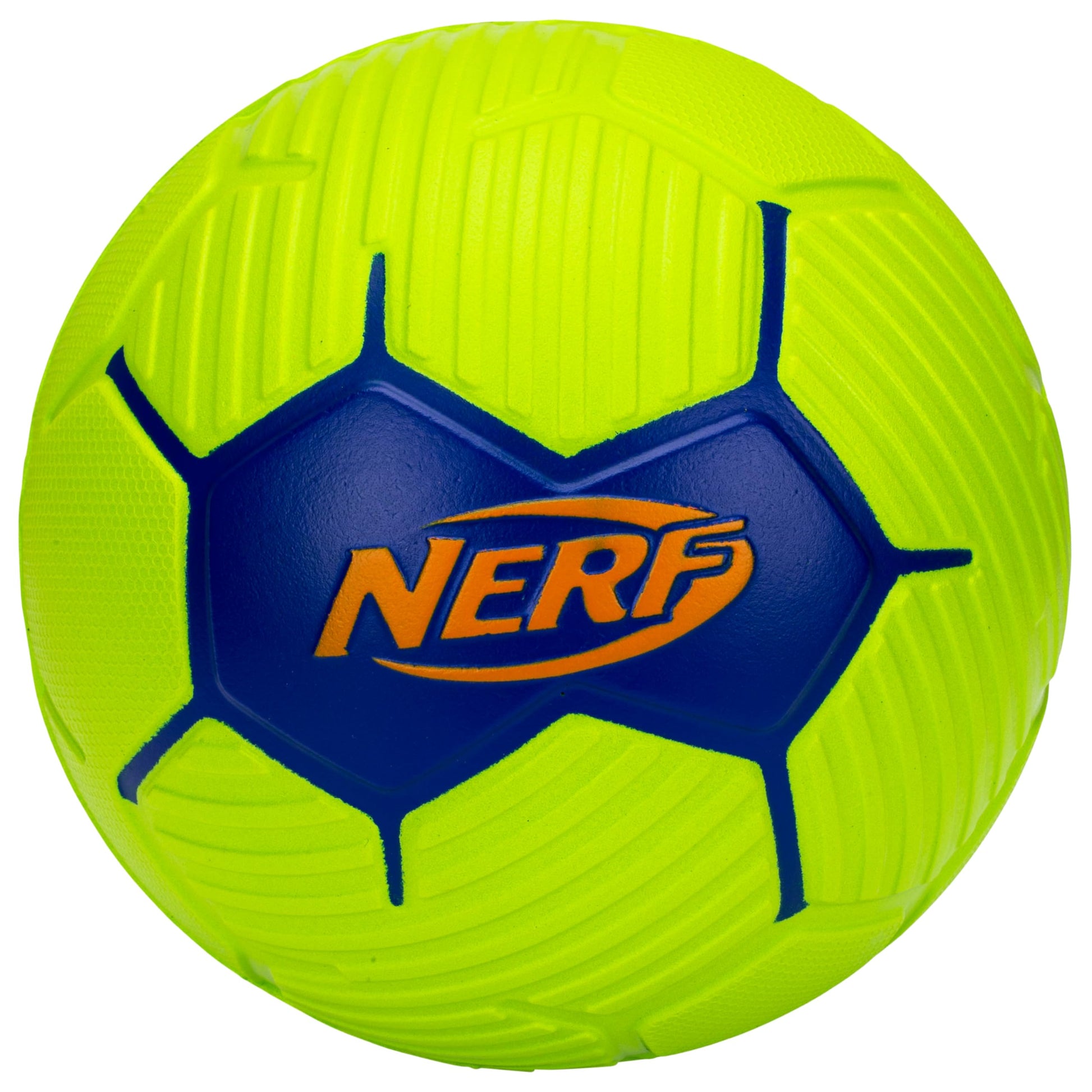 NERF Proshot Youth Soft Mini Foam Soccer Ball with green/blue textured surface