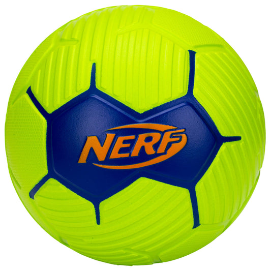 NERF Proshot Youth Soft Mini Foam Soccer Ball with green/blue textured surface