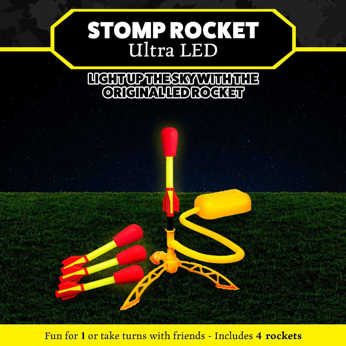 Stomp Rocket Ultra LED Rocket Launcher with 4 Foam Tipped Rockets