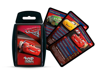 Winning Moves Disney Cars 3 Top Trumps card game with 30 character cards and hard plastic card holder