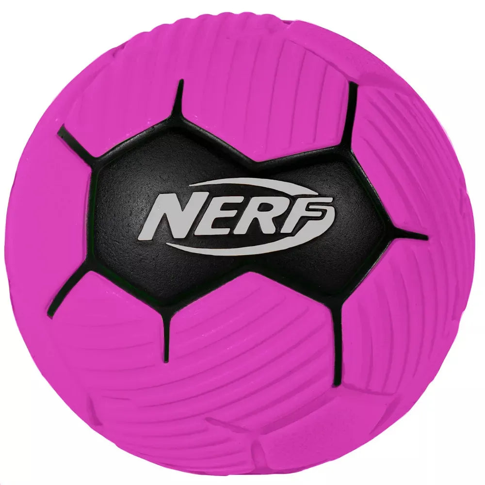 NERF Proshot Kids Mini Foam Soccer Ball in pink with textured surface