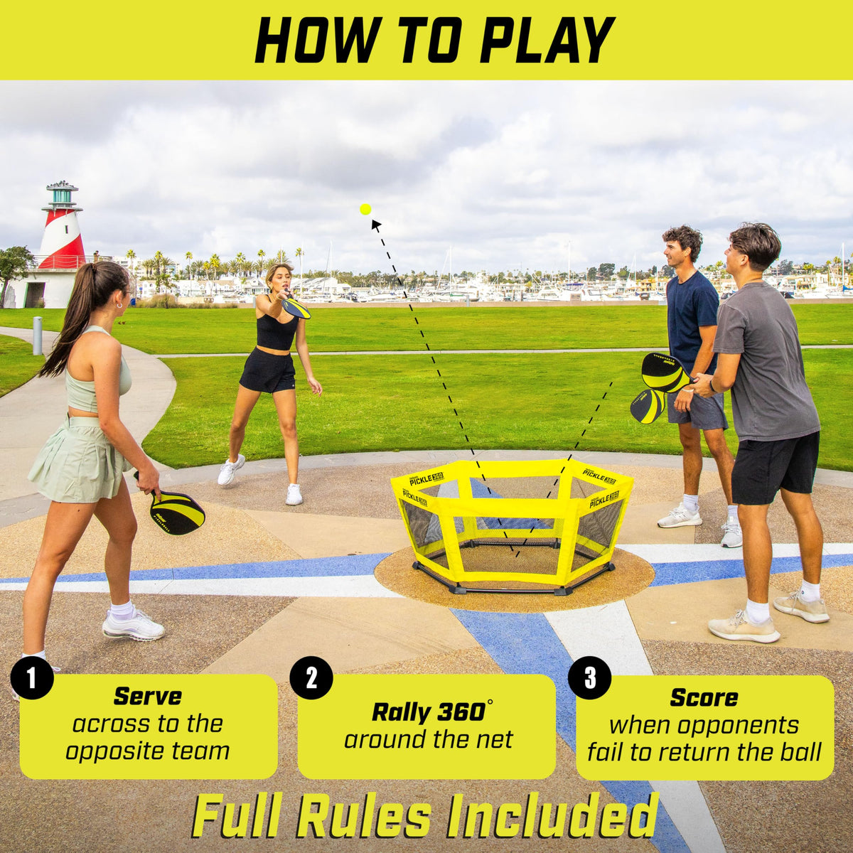 GoSports Pickle 360 Hardcourt Paddle Ball Game Set