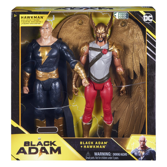 Black Adam and Hawkman 12-inch action figures with 11 points of articulation and movie styling