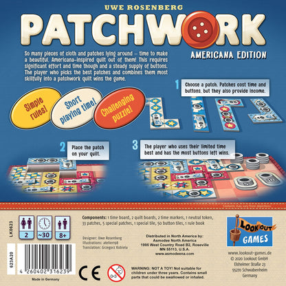 Lookout Patchwork Americana Edition Board Game by Lookout