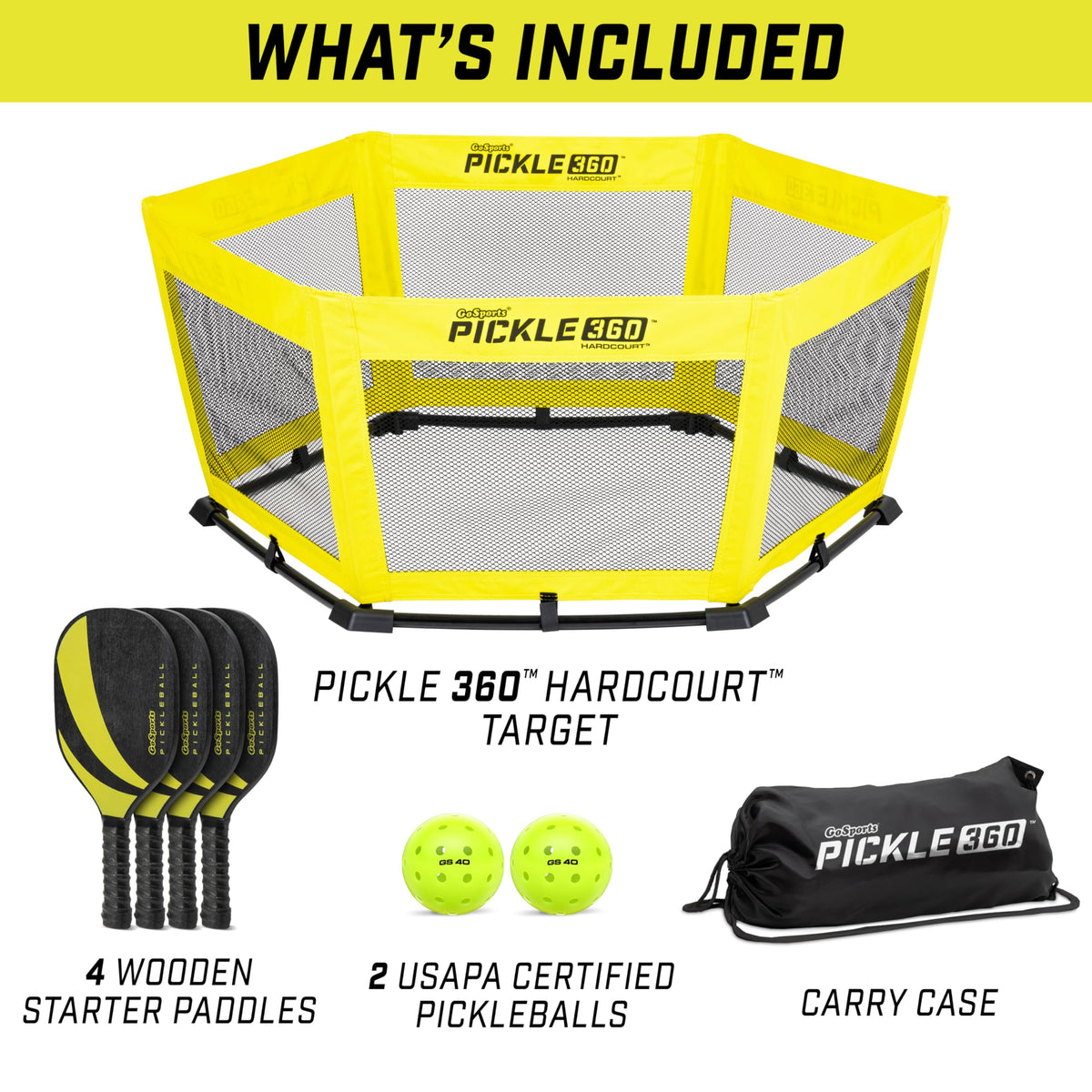 GoSports Pickle 360 Hardcourt Paddle Ball Game Set