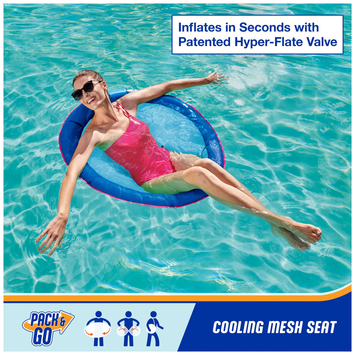 SwimWays Spring Float Papasan Pool Lounger - Inflatable and Comfortable