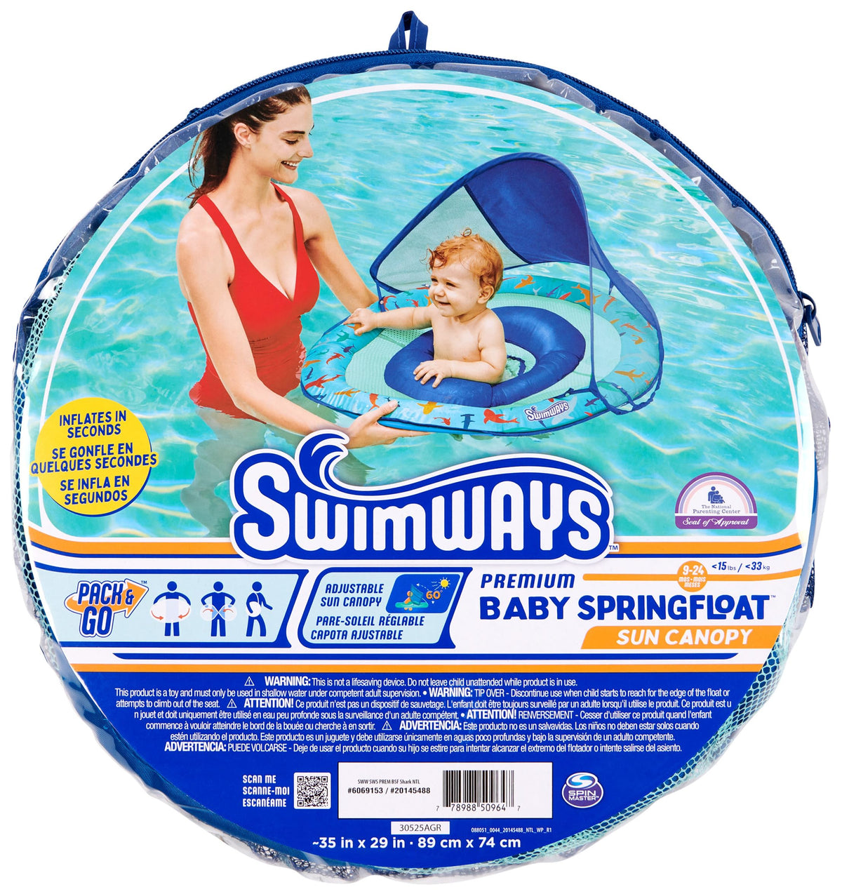 SwimWays Baby Spring Float with Sun Canopy and UPF Protection