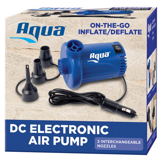 12V DC electric air pump by Aqua LEISURE for inflating and deflating pool floats and other large inflatables