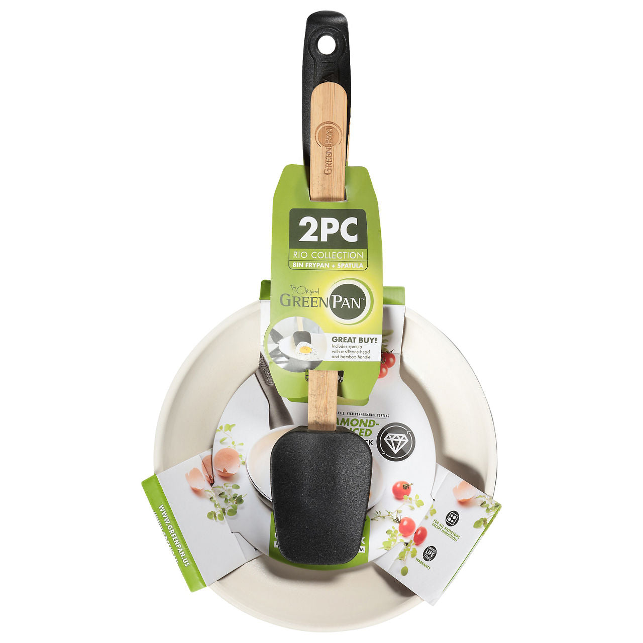 GreenPan Rio Collection 8 Inch Black Frypan with Spatula