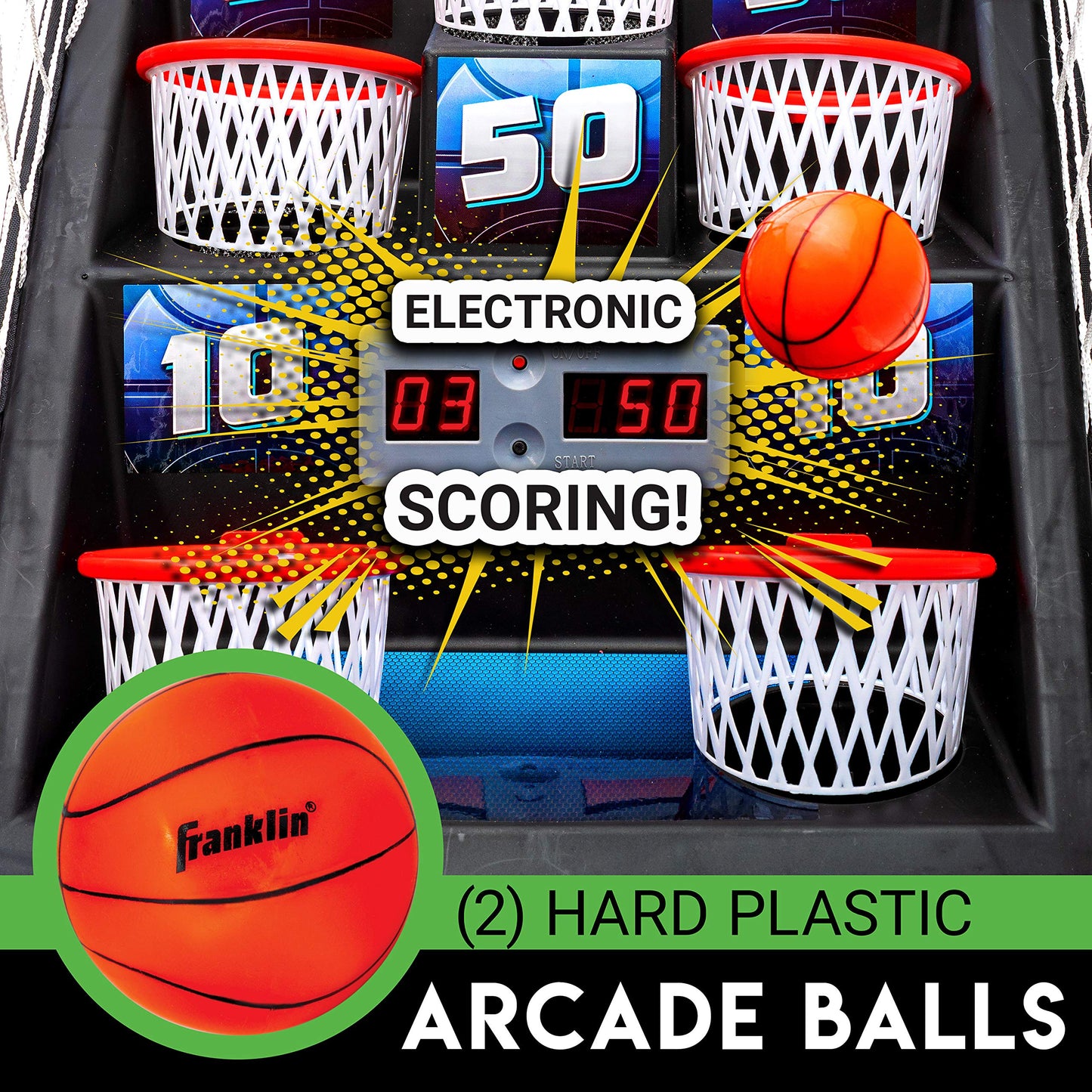 Franklin Sports Anywhere Basketball Arcade Game - Indoor Electronic Basketball Game