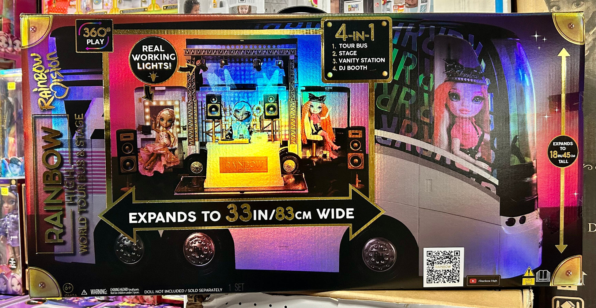 Rainbow High Rainbow Vision World Tour Bus & Stage 58372 playset with DJ Booth, stage, and vanity station