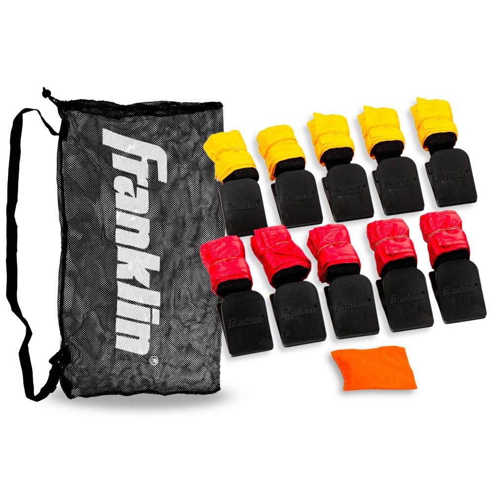 Franklin Sports 10 Player Flag Football Set with flags and football