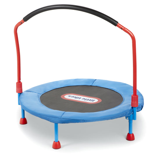 Little Tikes Easy Store 3-Foot Trampoline with Hand Rail in blue color