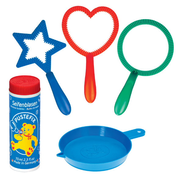 Pustefix Mini-Mix Bubble Wands in different shapes, great for creating bubbles of all sizes