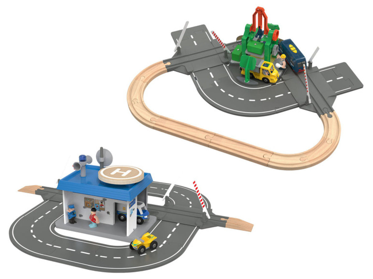 Playtive Wooden Loading Tracks / Police Watch Set